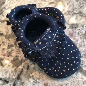 Freshly picked mocks navy with gold dot size 1